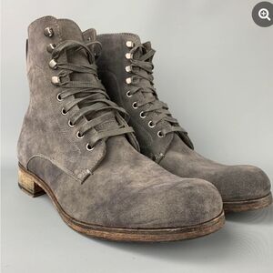JOHN VARVATOS Grey Suede Lace Up Combat Boots Sz 9.5